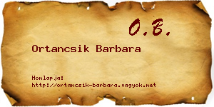 Ortancsik Barbara névjegykártya